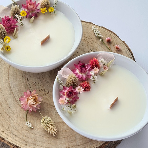 bougie fleurie fleurs séchées création DIY EVJF