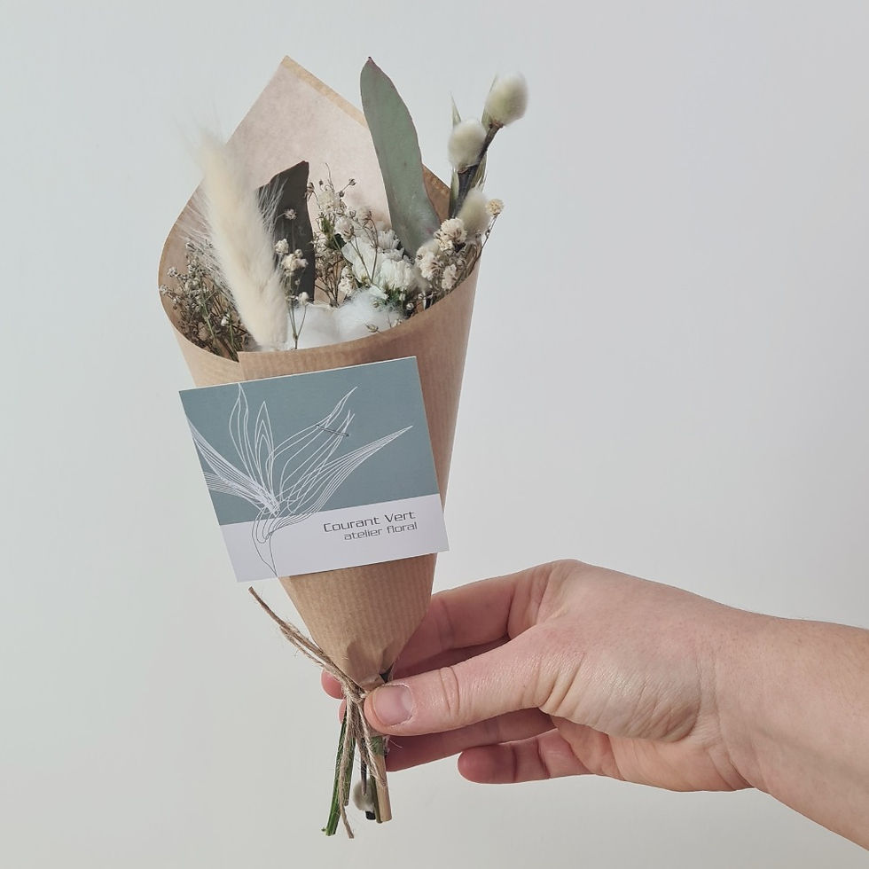 Miniature : Mini Bouquet de Noël – Fleur de Coton & Eucalyptus+ vase