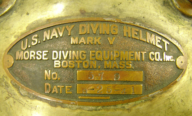 Morse Diving Equipment Co Mark V ID Plate