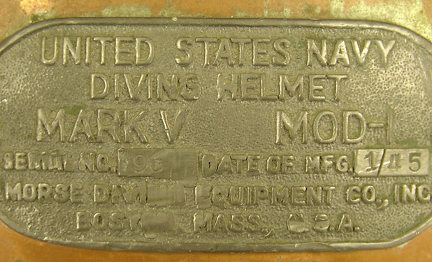 United Staes Navy Divers Helmet Mark V Morse Diving Equipmet Co. Inc