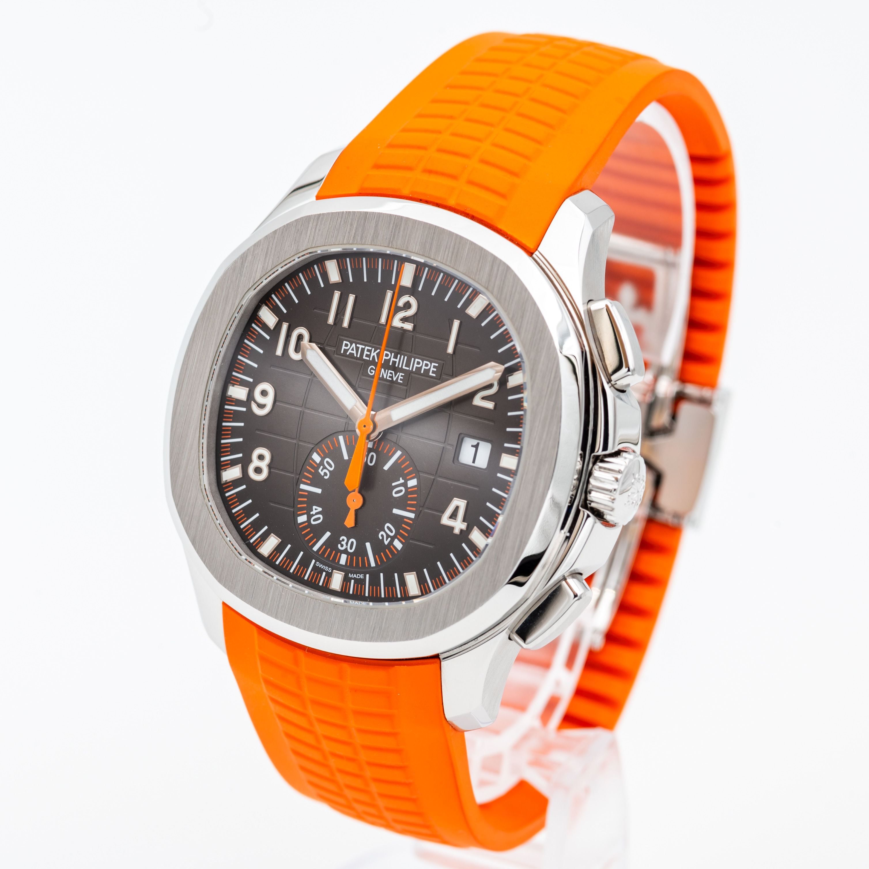 Patek Philippe Aquanaut 5968A Steel Black Dial - FULL SET w Orange