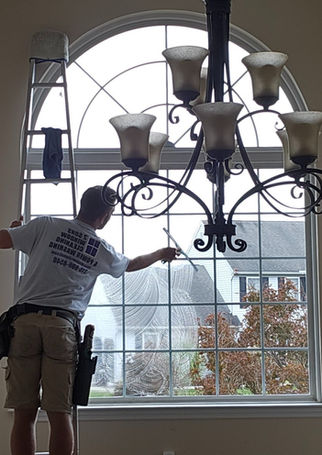 cleaning an interior foyer window