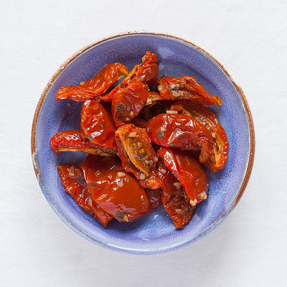 Marinated sun dried tomatoes with EVO and herbes de Provence