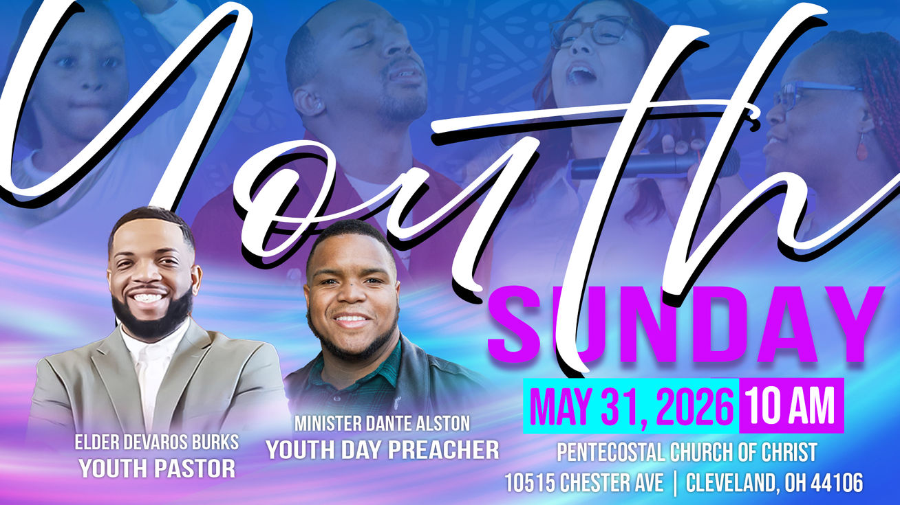 PCC
Pentecostal Church of Christ
Bishop Derrick Hanna
Pastor Lillian Hanna
Elder Devaros Burks
Minister Dante Alston
Youth Sunday
Youth Day
Youth Ministry
Young Adults