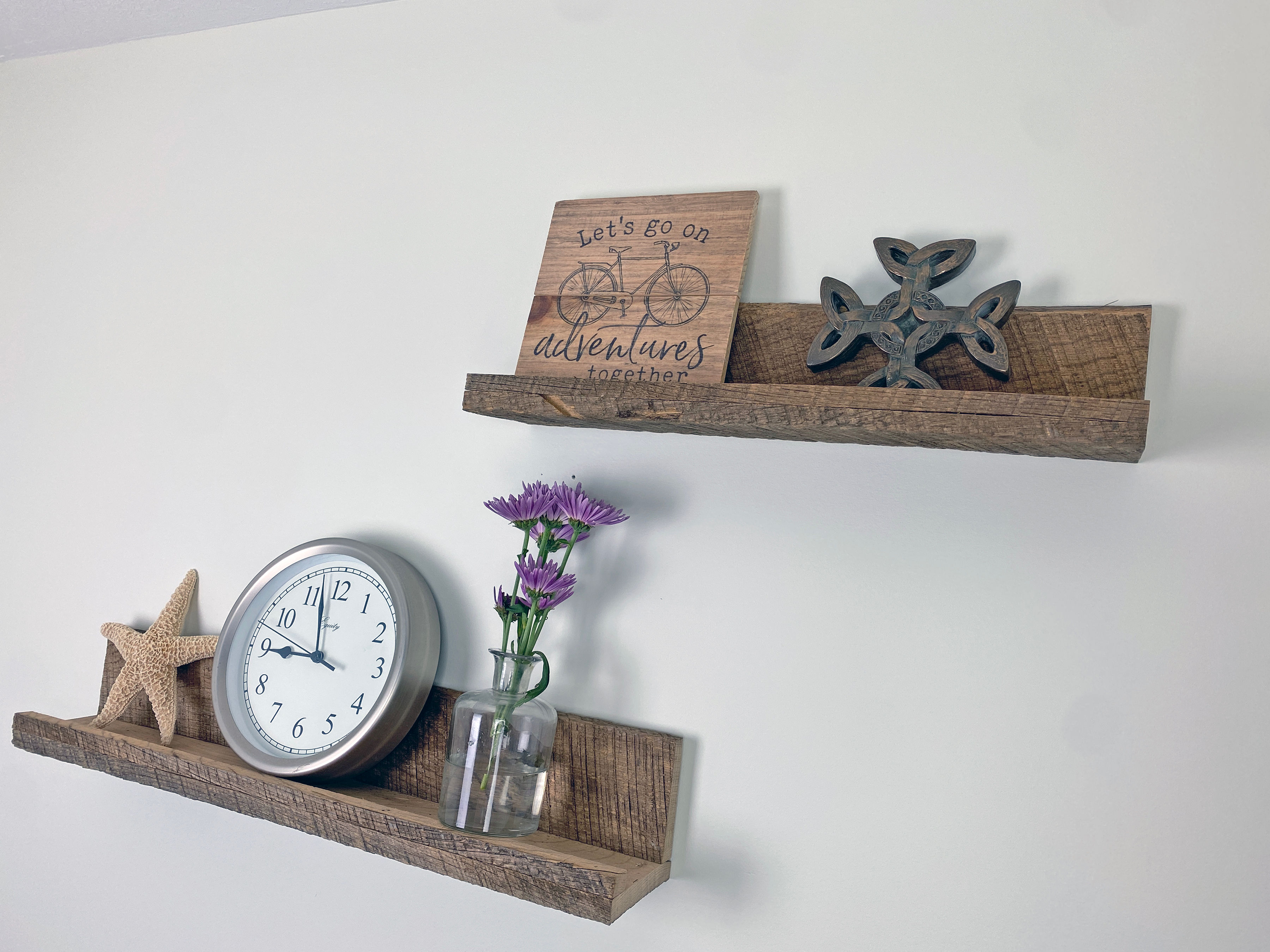 2- Barnwood Farmhouse Floating Picture Ledge Wall Mount Display Shelves