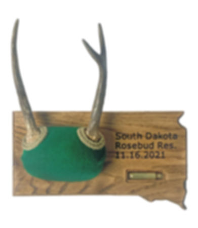 Personalized State  Outline Deer Antler Mount Plaque