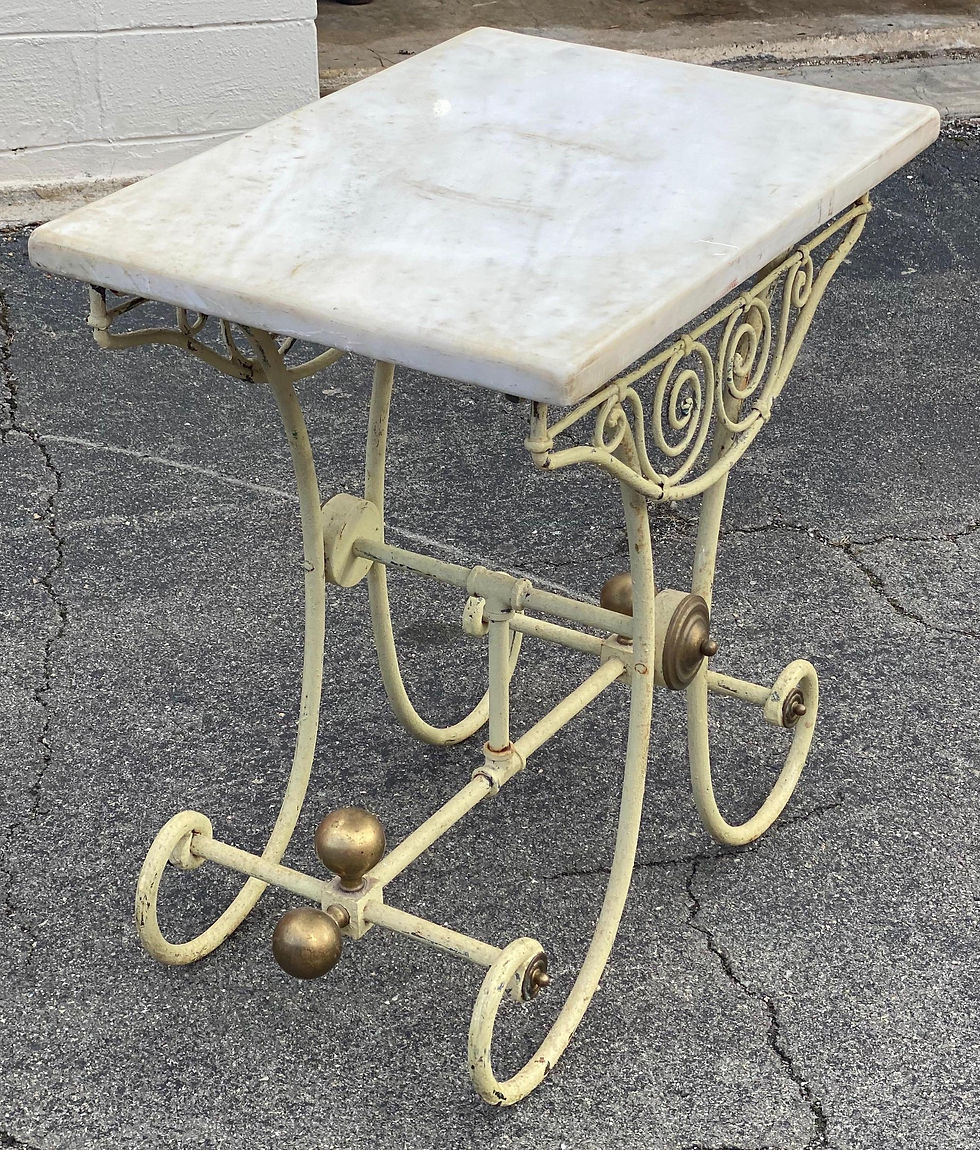 Thumbnail: 19th Century French Marble-Top Iron and Brass Pastry Table