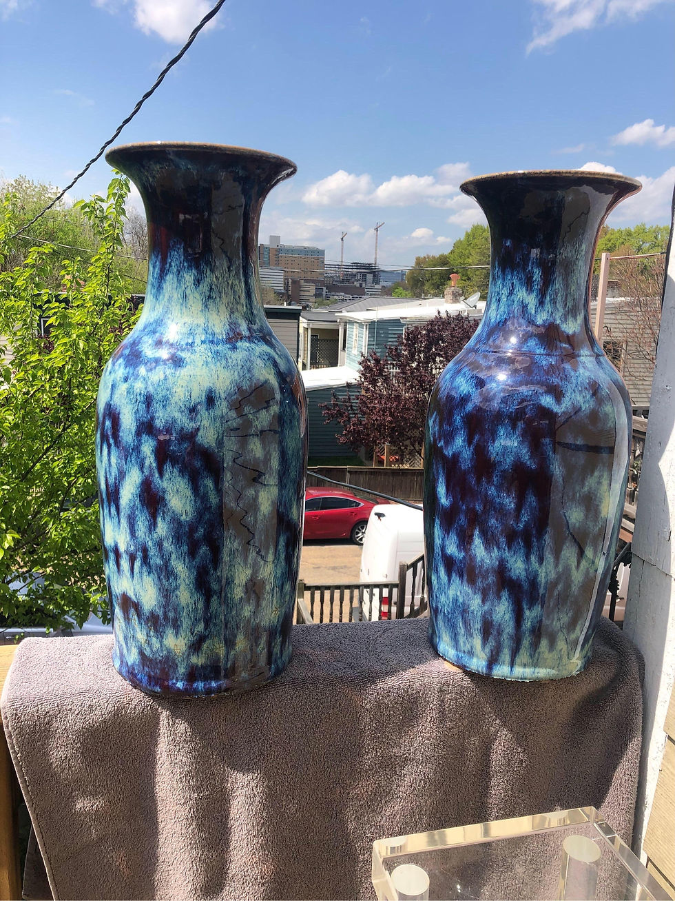Thumbnail: Large Pair of Chinese Flambé Glazed Porcelain Vases