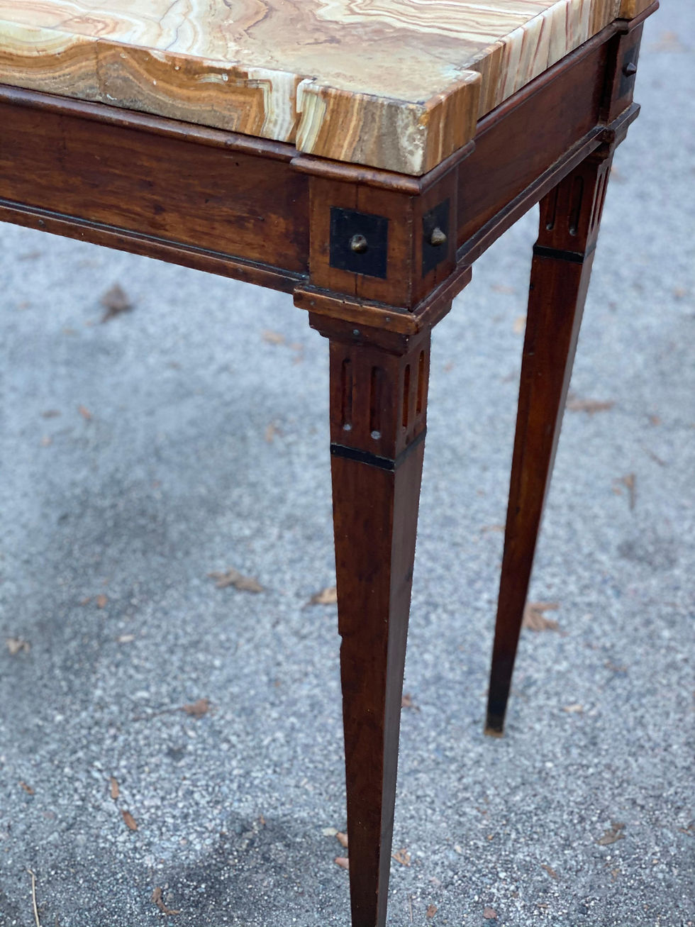 Thumbnail: Early 19th Century French Neoclassical Console with Shaped Onyx Marble Top