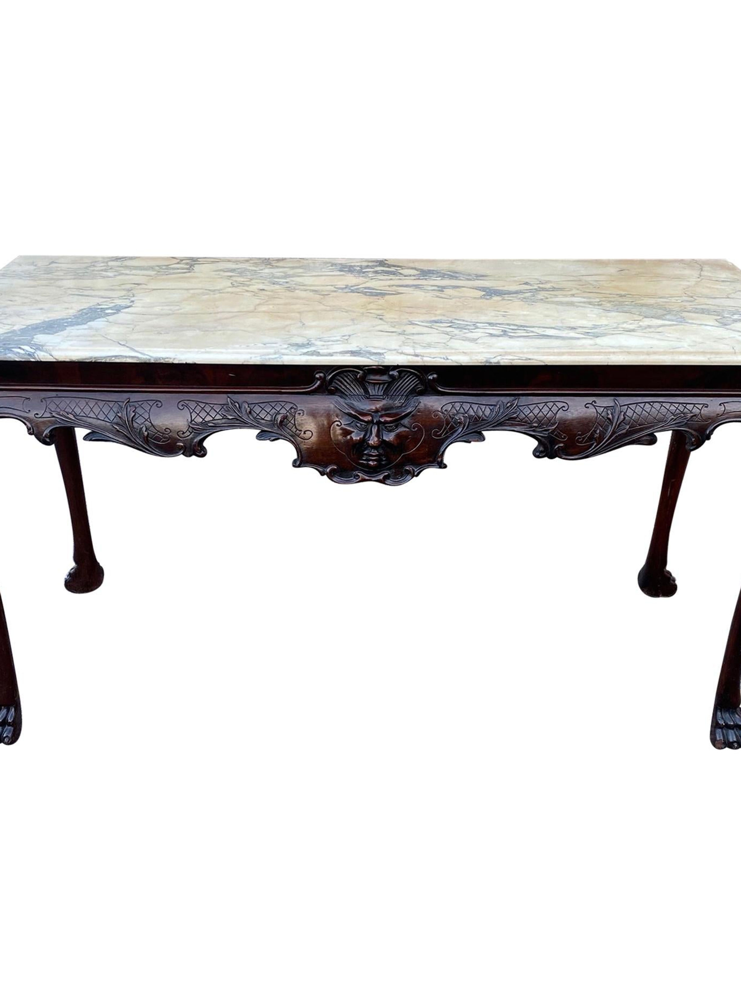 Fine 19th Century Irish Marble-Top Mahogany Console