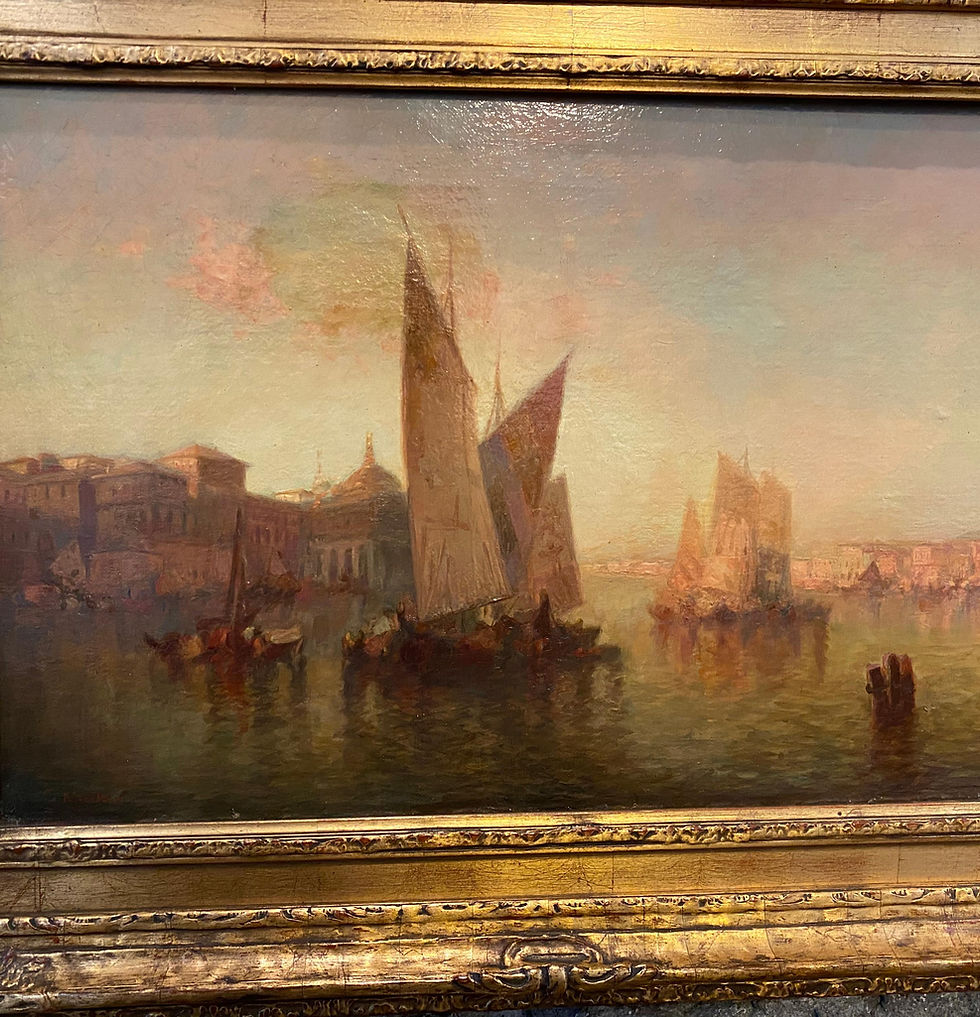 Thumbnail: Framed Venetian Painting Signed C. Muller for Carl Muller