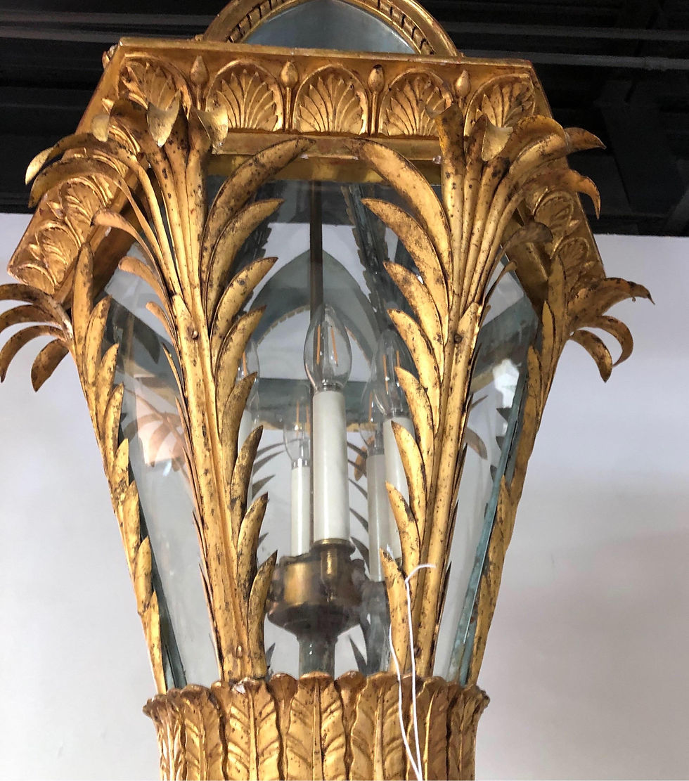 Thumbnail: Fabulous 19th Century Giltwood and Tole Neo Gothic Hanging Lantern