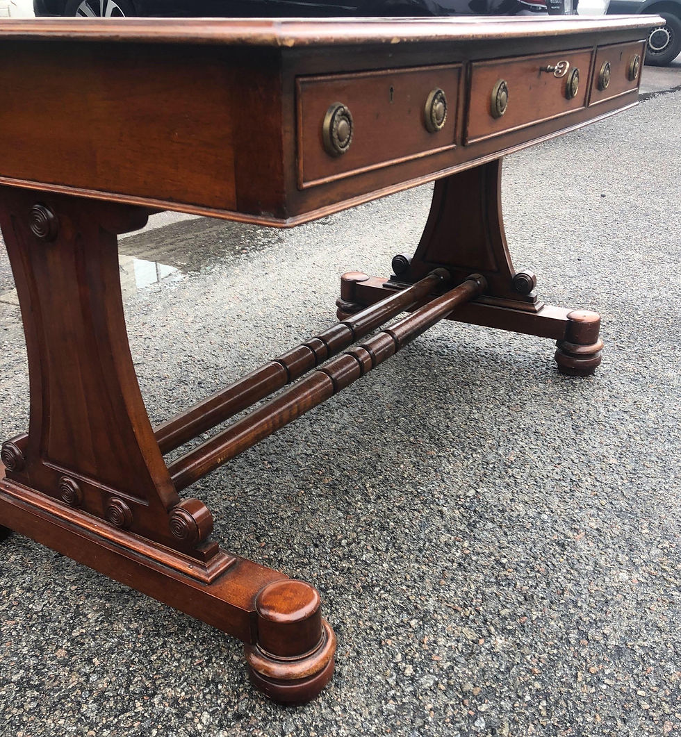 Thumbnail: 19th Century English Regency Mahogany Leather Top Writing Desk