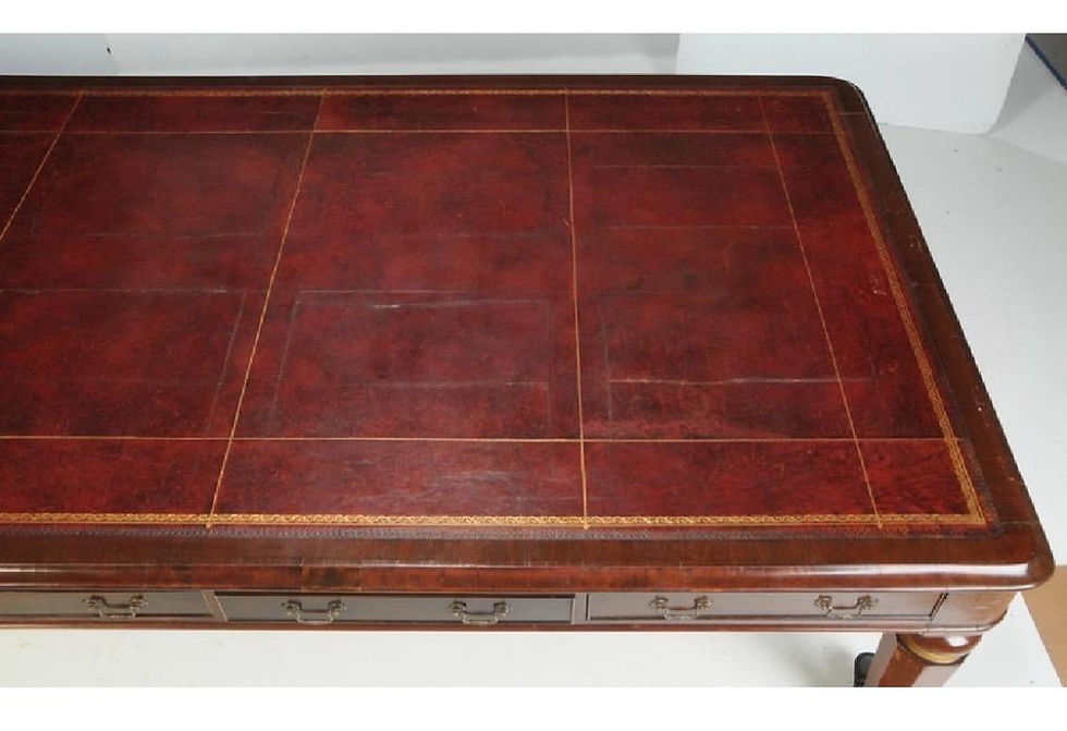 Thumbnail: 19th Century English Leather Top Mahogany Executive Conference Table