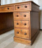 Thumbnail: Beautiful 19th century country English pine and tooled leather pedestal desk