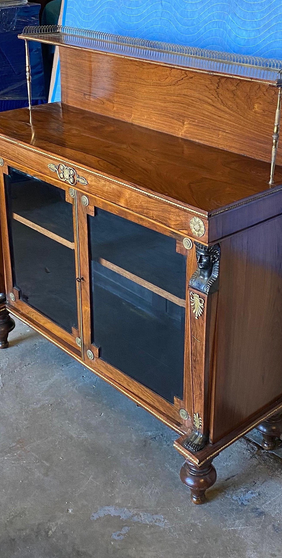 Thumbnail: Fine 19th Century English Regency Bronze Mounted Rosewood Chiffonier