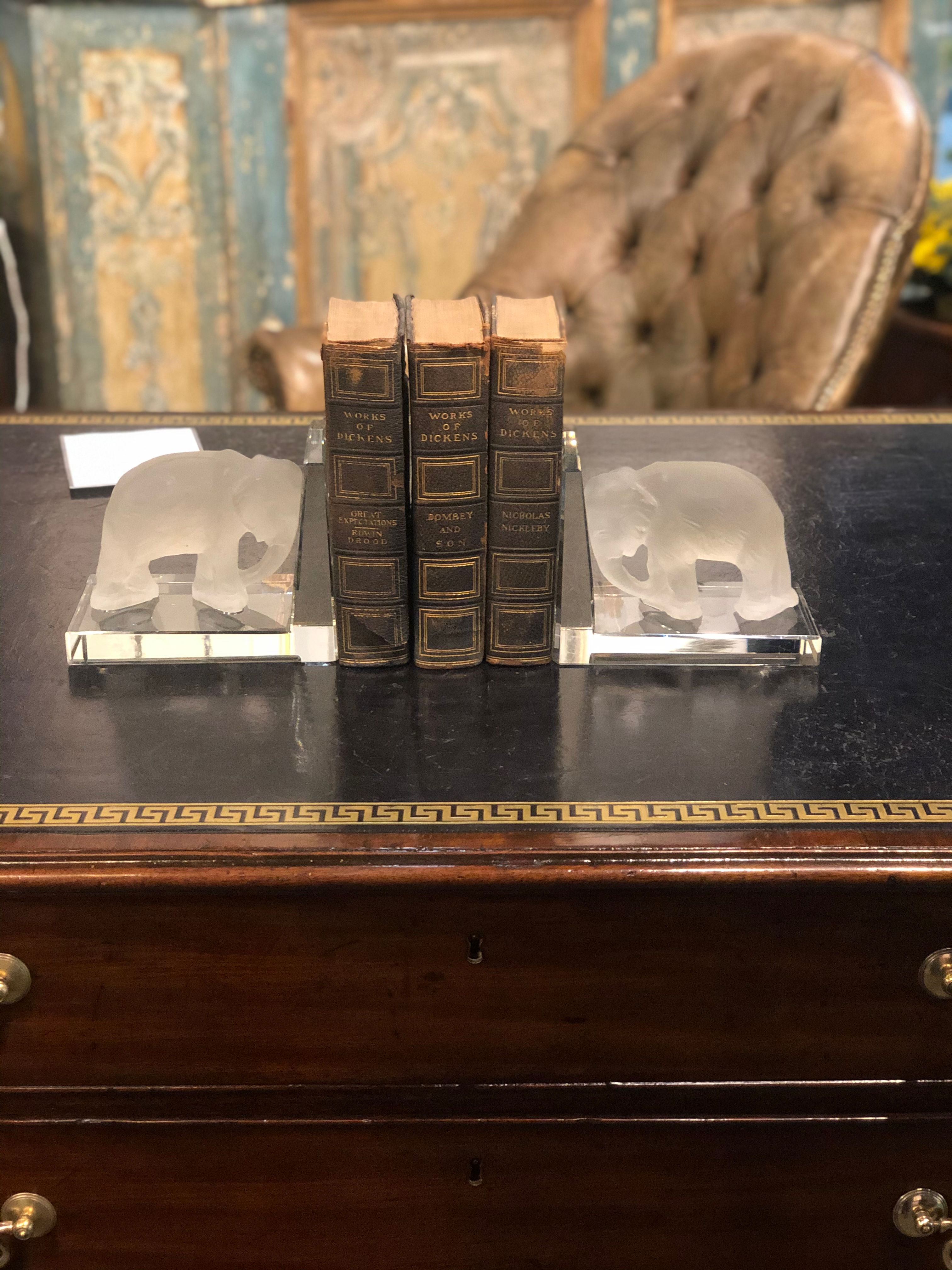 Signed glass bookends