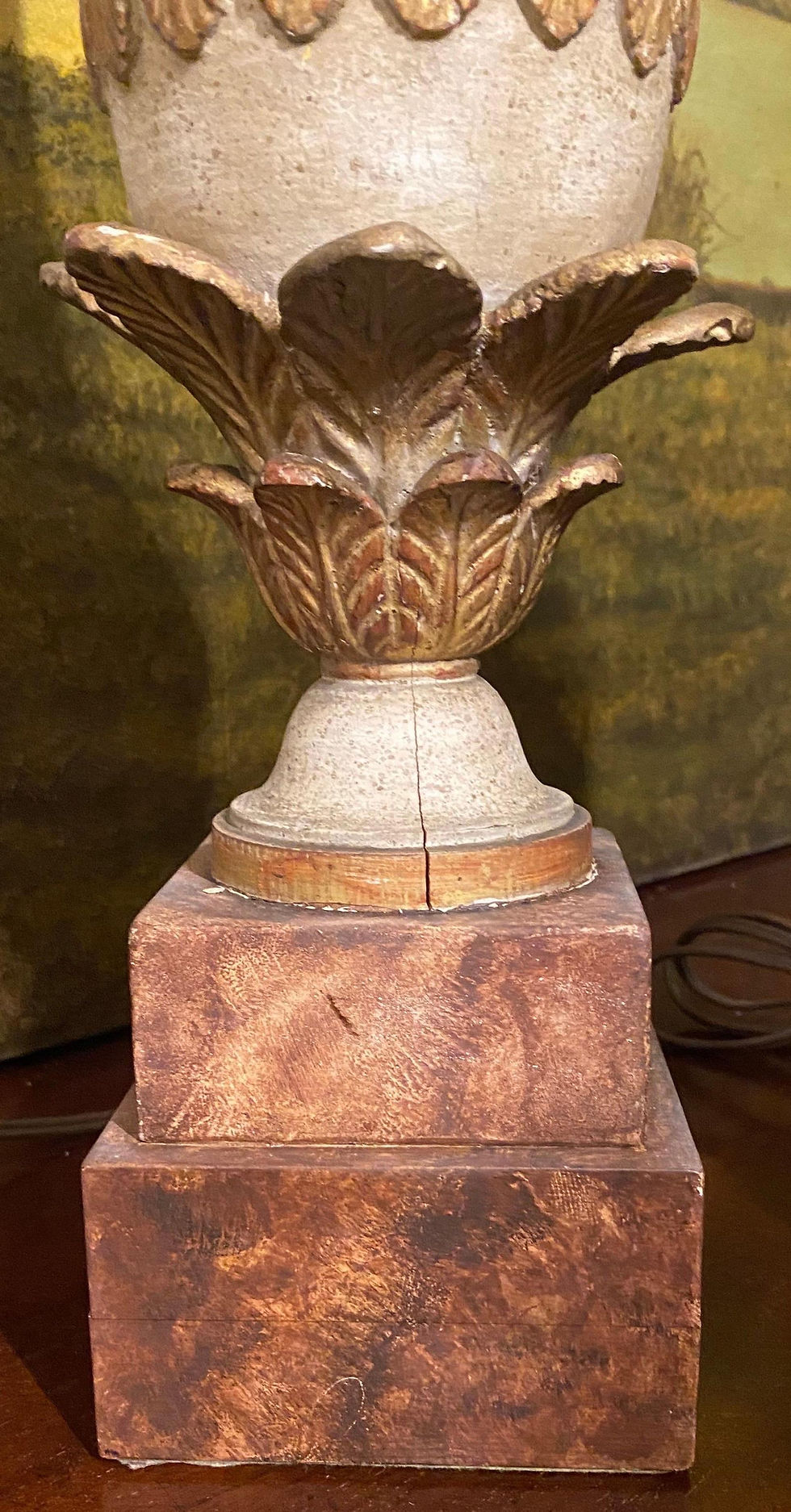 Thumbnail: Pair of Italian Polychrome Carved Wood Lamps