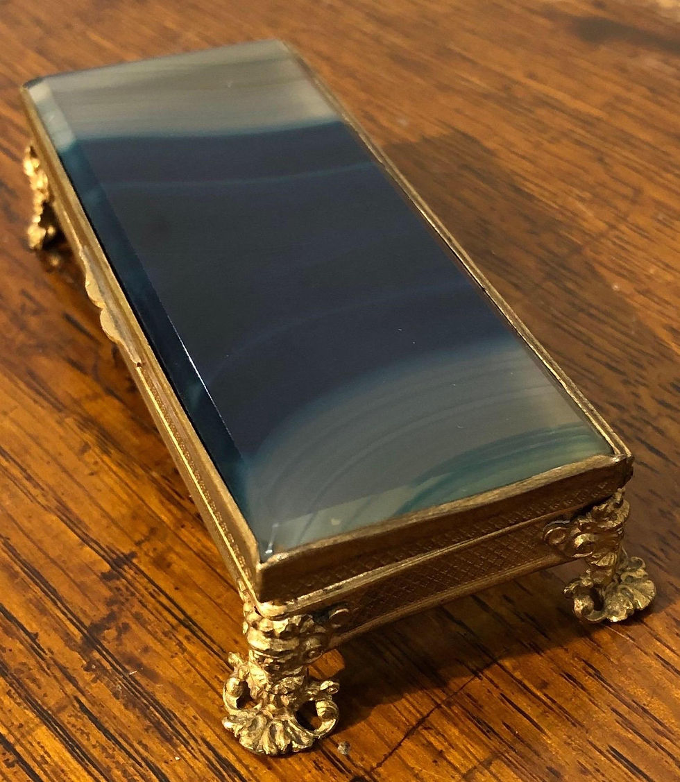 Thumbnail: Bronze mounted striped blue agate trinket box