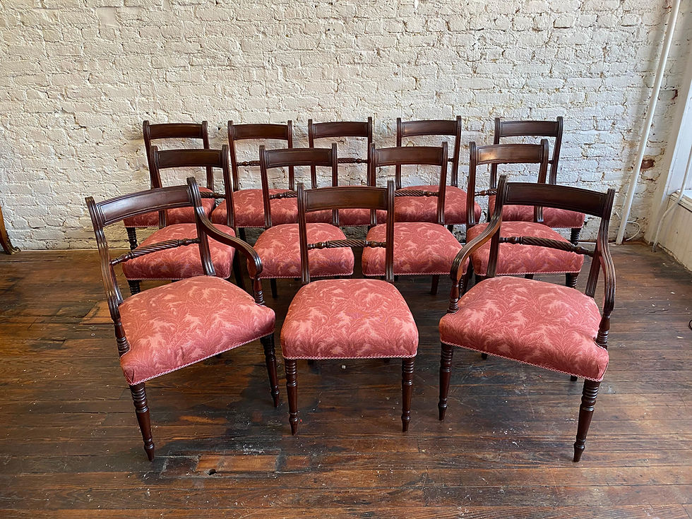 Thumbnail: Set of 12 Period 19th Century English Regency Mahogany Dining Chairs