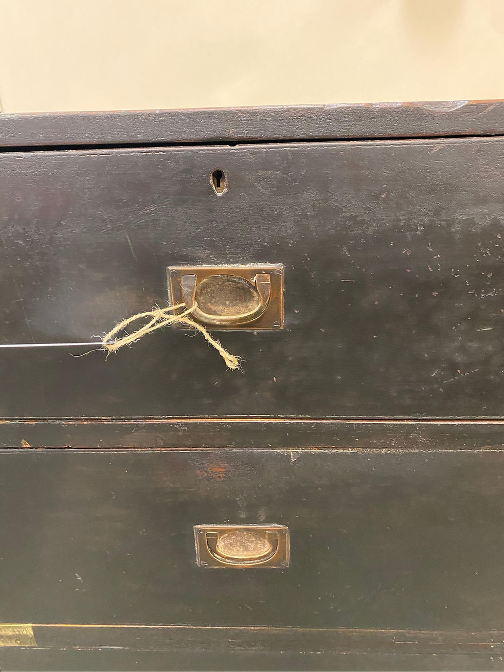 Thumbnail: 19th Century British Colonial Ebonized Brass Bound Campaign Chest