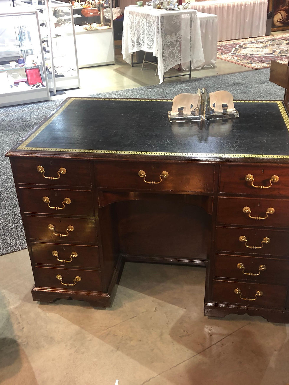 Thumbnail: Fine 18th Century Georgian Mahogany Leathertop Desk with Full Chest of Drawers