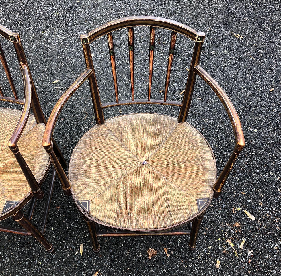 Thumbnail: Set of 6 19th Century English Regency Armchairs in Original Paint