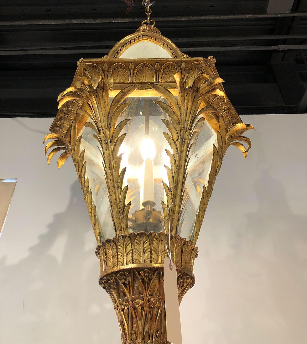 Thumbnail: Fabulous 19th Century Giltwood and Tole Neo Gothic Hanging Lantern