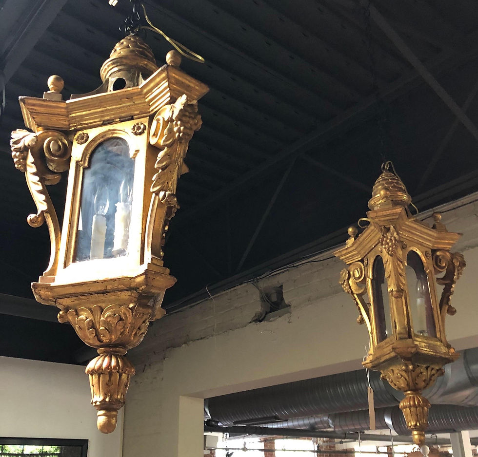 Thumbnail: Pair of 19th Century Italian Carved Giltwood Lanters