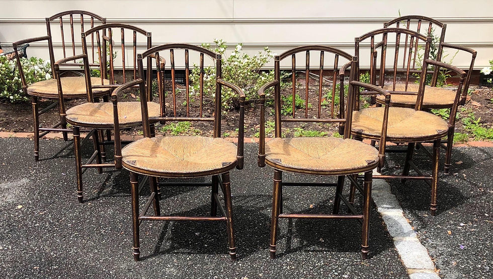Thumbnail: Set of 6 19th Century English Regency Armchairs in Original Paint