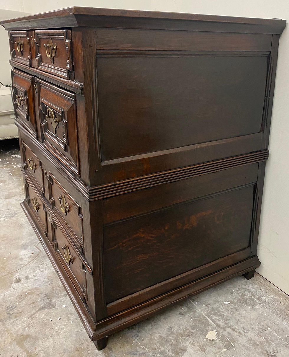 Thumbnail: 18th Century English Jacobean Oak Four-Drawer Chest