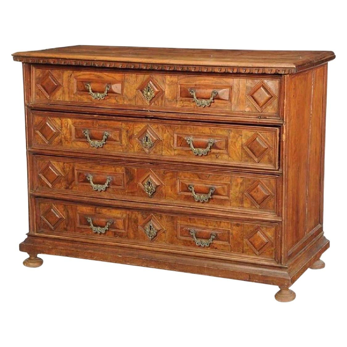 18th Century Italian Baroque Walnut Chest with Fitted Desk