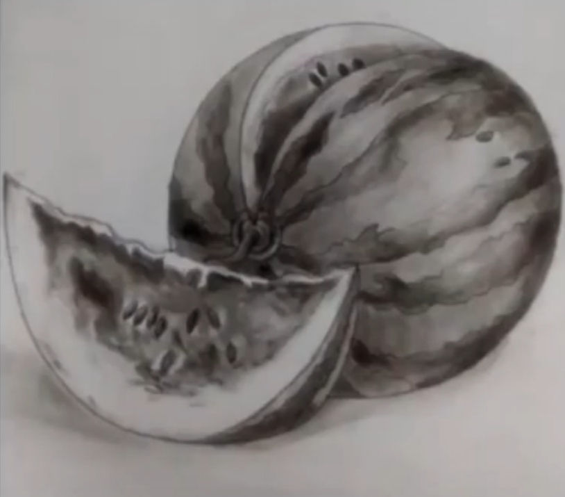  Drawing Watermelon Using Charcoal