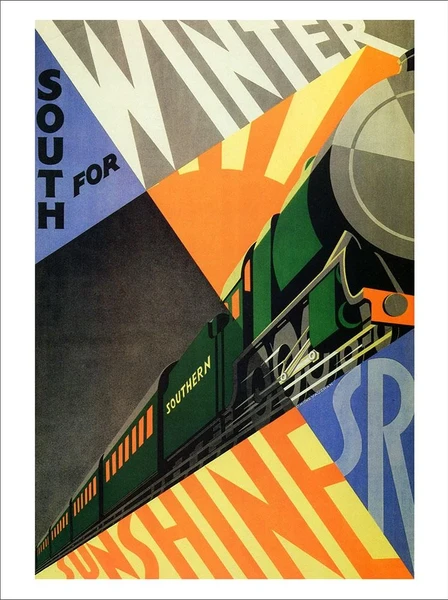 1920s Art Deco poster. Locomotive.