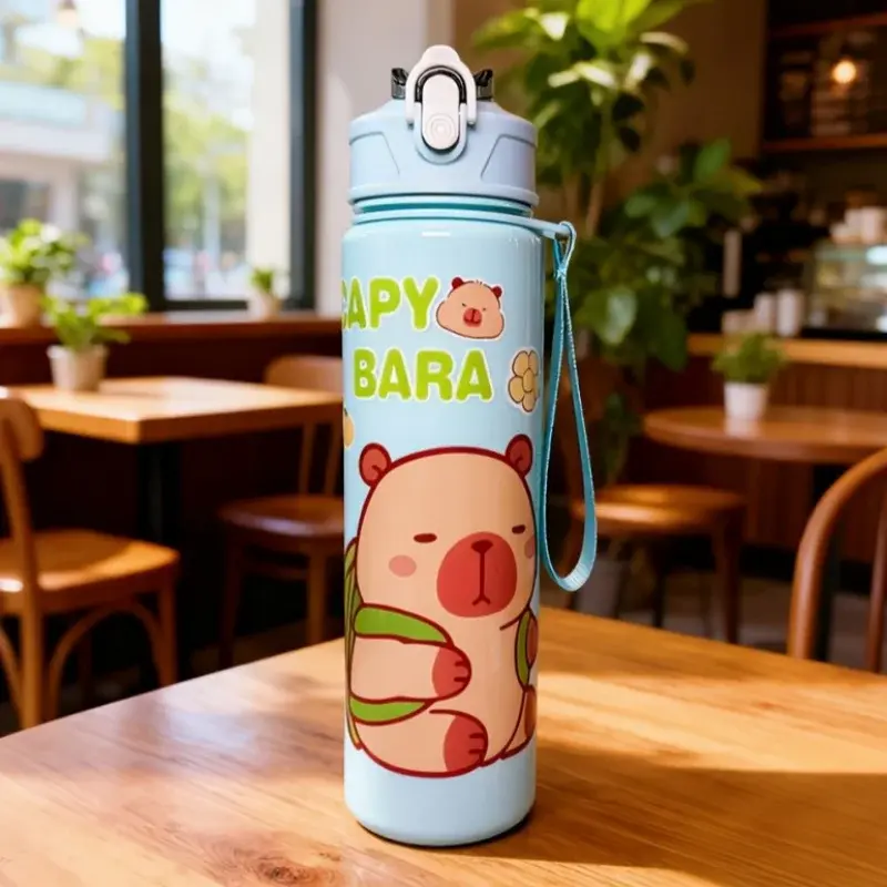 Thumbnail: 750ml Capybara Cute Water Bottle Large Capacity Sports Water Bottle With Straw &
