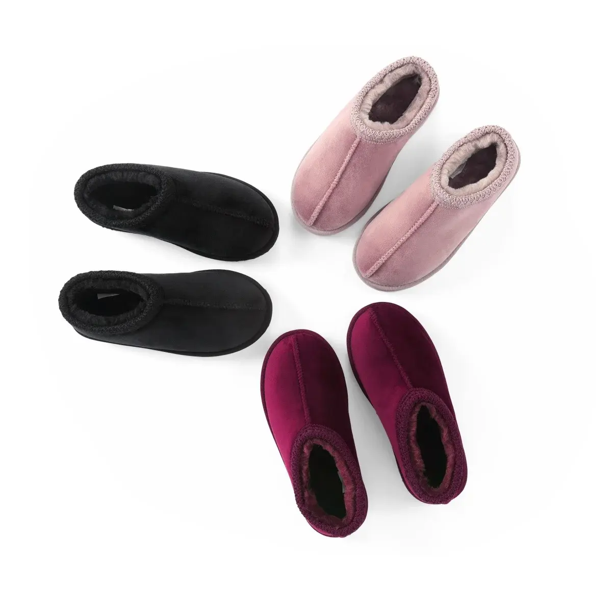 AP 2025 Winter Kids Velour Slippers Boys Girls Fleece Low-Back Shoes Children