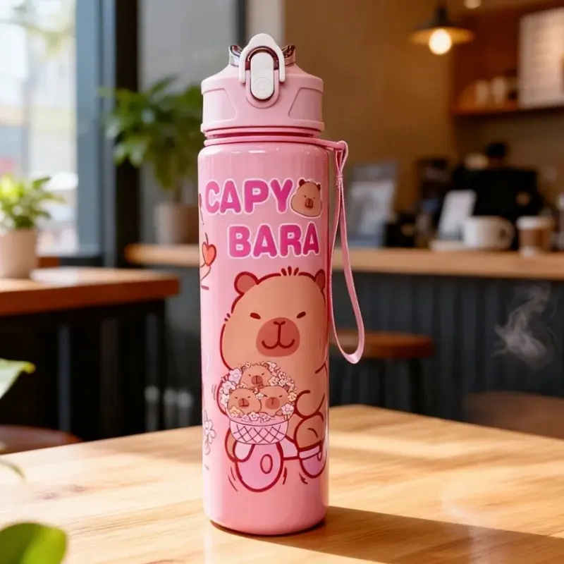 Miniatura: 750ml Capybara Cute Water Bottle Large Capacity Sports Water Bottle With Straw &