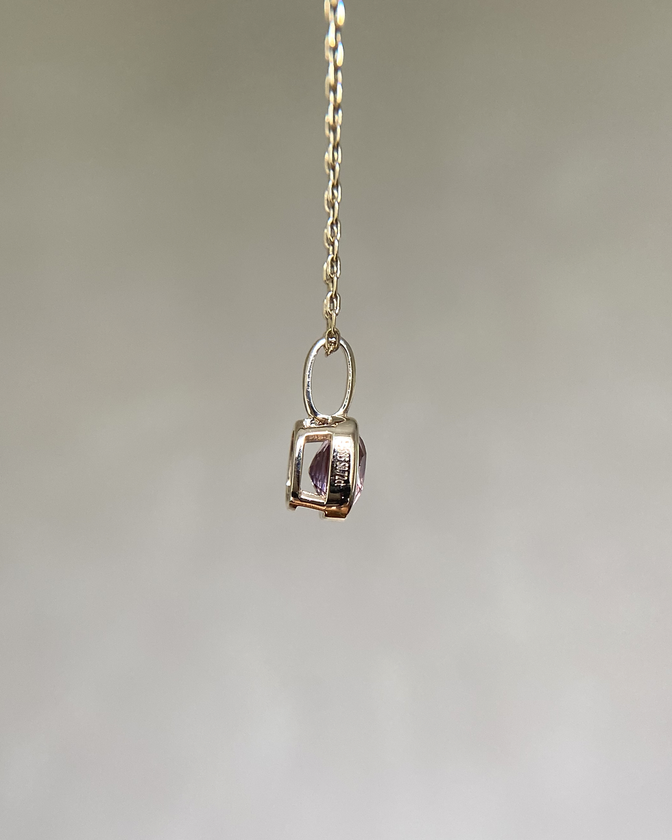 Thumbnail: 14K Solid Gold 0.72 Carat Natural Light Purple Spinel Charm Fine Jewelry Pendant