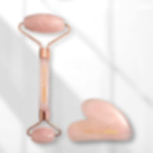 Rose Quartz Gua Sha Stone and Roller Set
