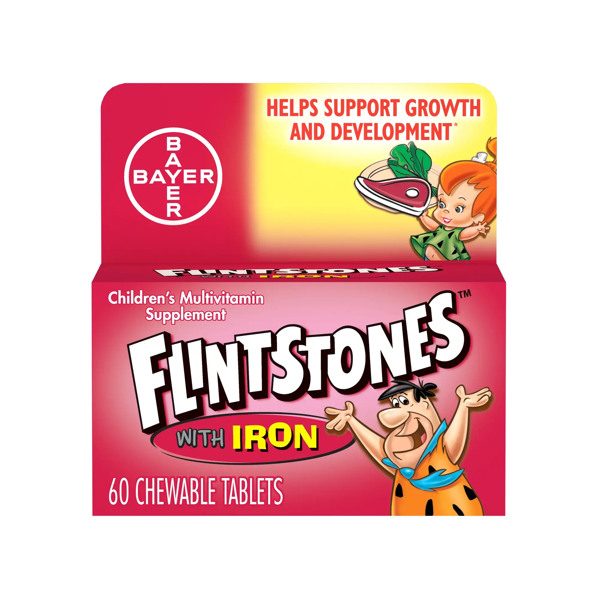 Flintstones Chewable Kids Vitamins w Iron, Multivitamin for Kids, 60Ct