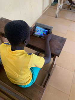 Playing on the tablet