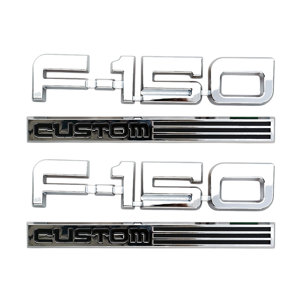 1987-1991 Ford F-150 Custom Fender Nameplate Emblem Badge Set