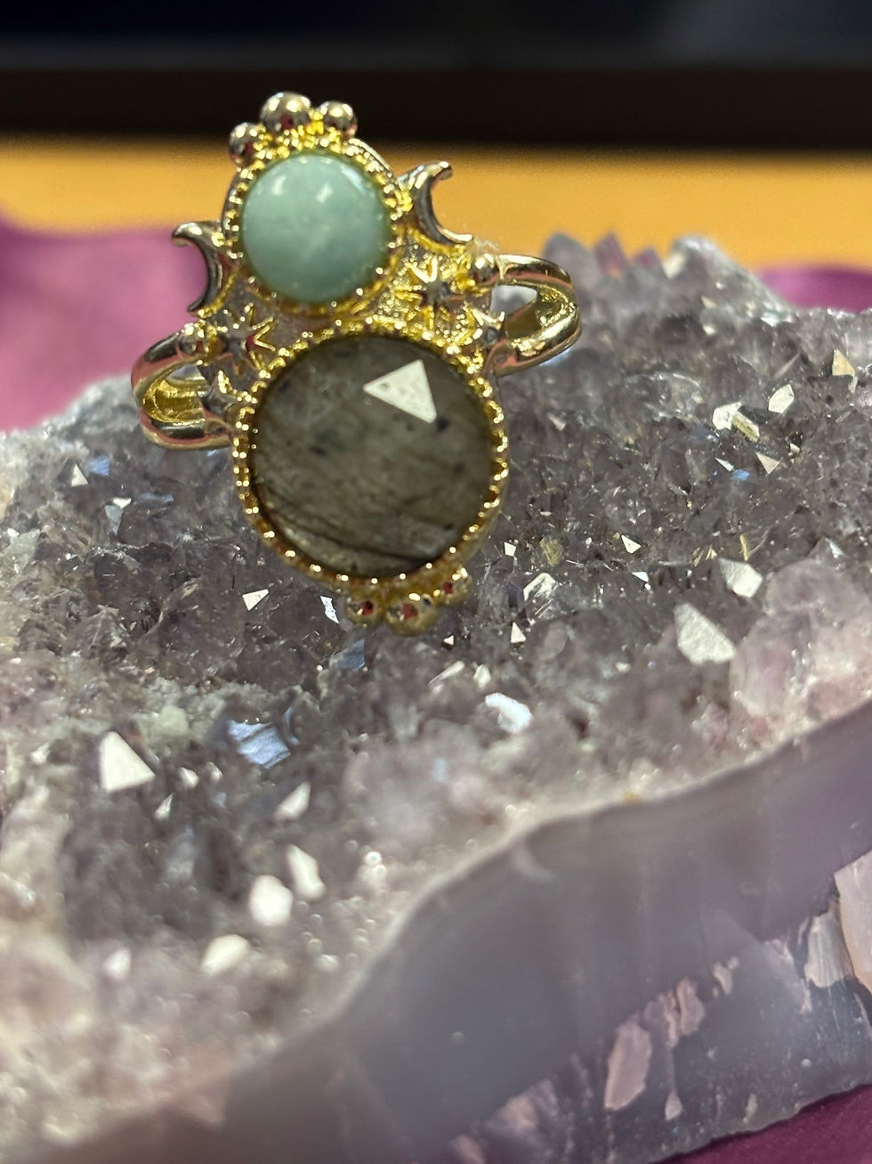 Thumbnail: TRIPLE  MOON GODDESS  CRYSTAL  ADJUSTABLE  RINGS 