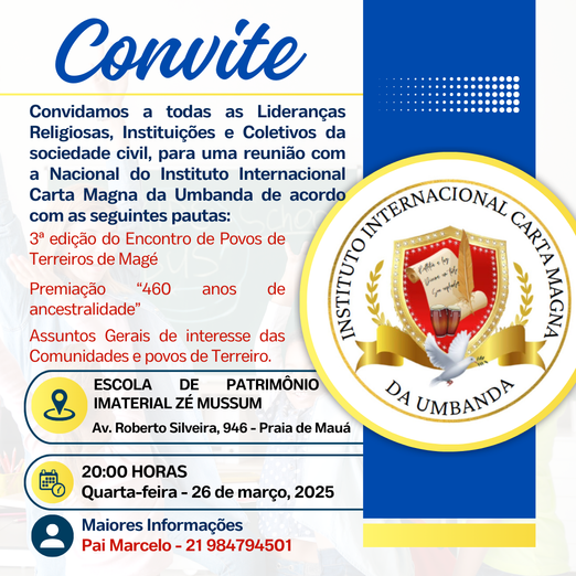 ATENÇÃO POVOS DE TERREIRO, COMUNIDADES TRADICIONAIS E INSTITUIÇÕES DA SOCIEDADE CIVIL DE PRAIA DE MAUÁ