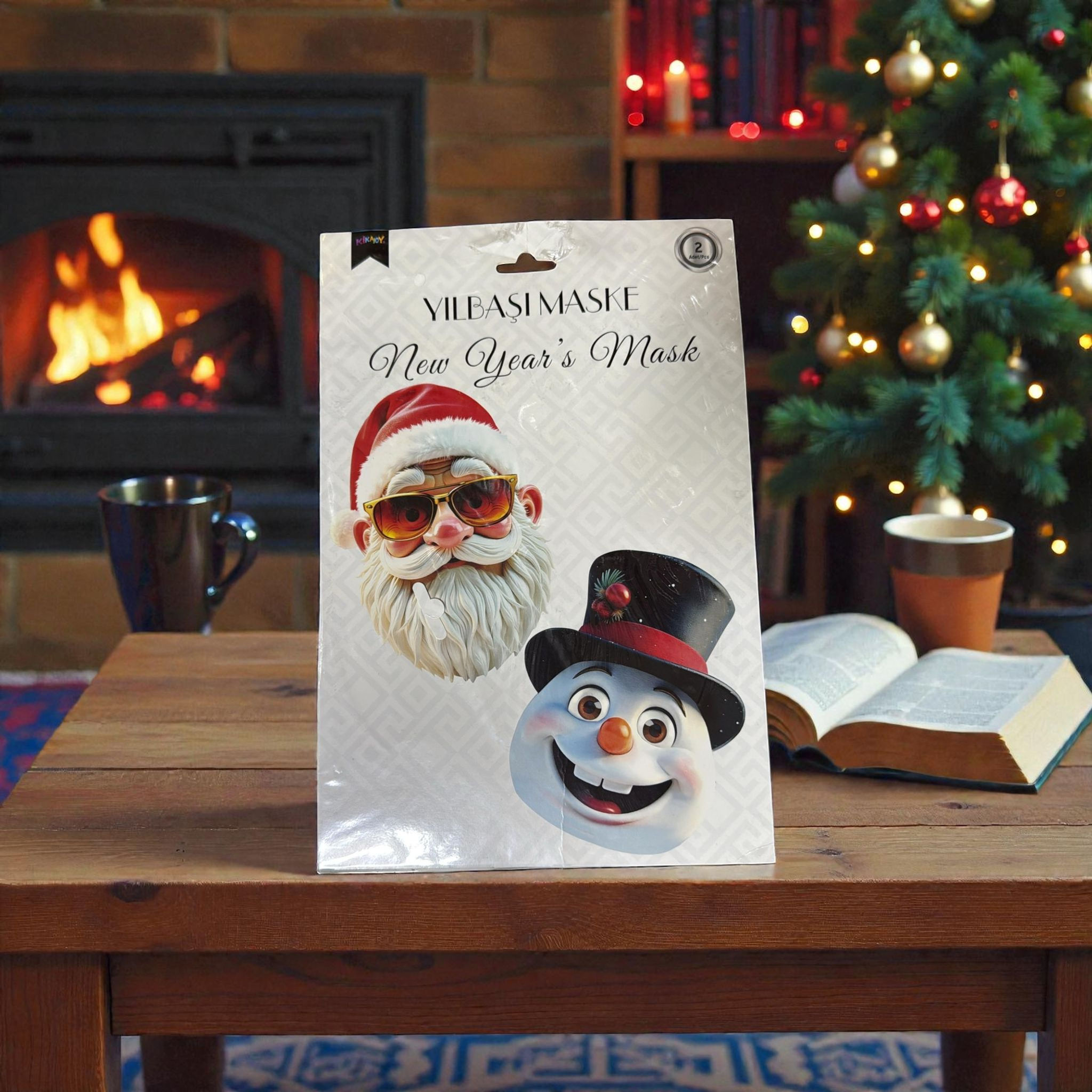 Yılbaşı Maskesi - Noel Baba-Kardan Adam