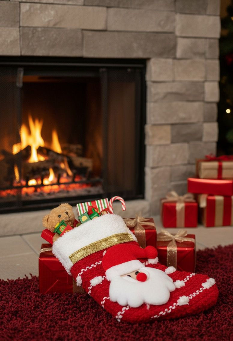 Küçük resim: Yılbaşı Süsü Çorap – Çizgili Noel Baba / 15 cm