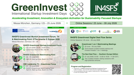 IN4SFS GreenInvest International Startup Investment Days 2026 Launched: Munich & Digital Deal Flow Connecting Startups, Investors and Innovation Ecosystems