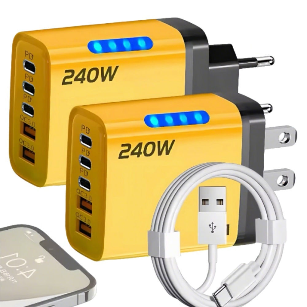 GaN Desktop Charger 240W 3 USB-C Ports Fast Charging