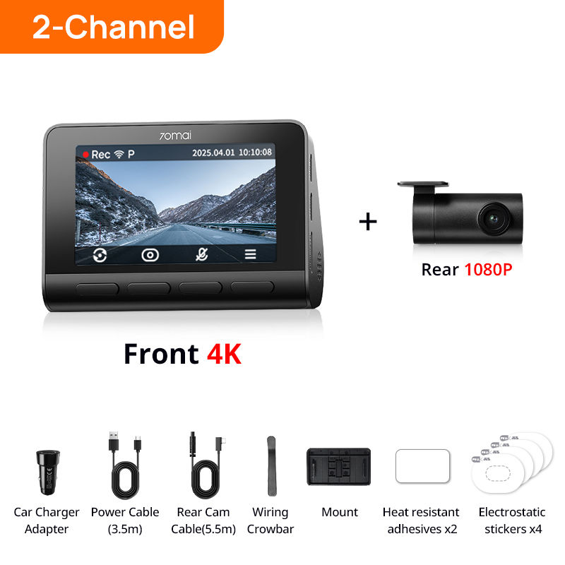 Thumbnail: 70mai 4K Dash Cam A810s Hdr Supercapacitor 4G LTE WiFi 6 Voice Control GPS