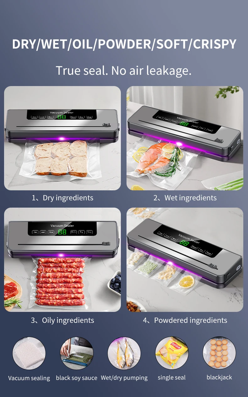 Thumbnail: Electric Vacuum Sealer Dry/wet Food Sealed Packaging Kitchen Food Storage Seal